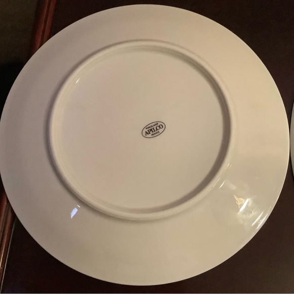 French Limoges Apilco Village Scenes Cheese Plate \ Dessert Set - 7 Piece Set - Picture 12 of 13